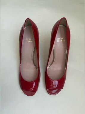 Stuart Weitzman Red Open Toe Heels/Pumps Size 7.5